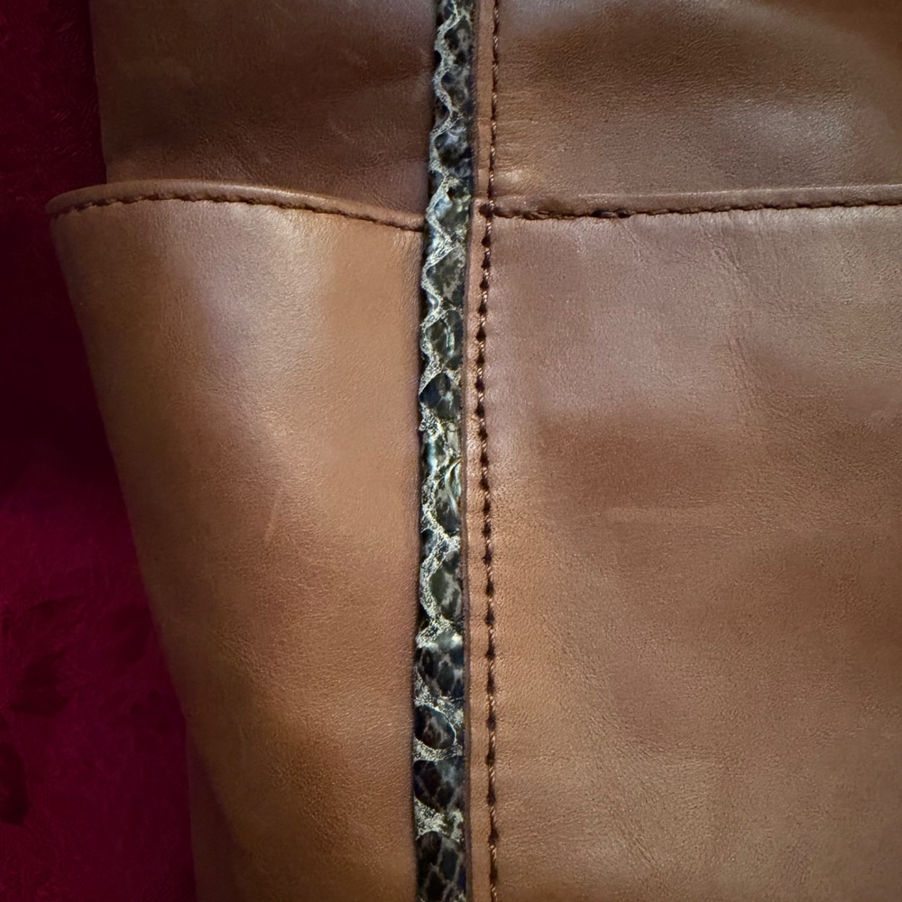 The Sak Ashby Tan w/ Snakeskin trim Leather Satchel - Picture 4 of 6